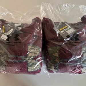Two NWT Under Armour Maroon Hoodies with Camouflage Symbol